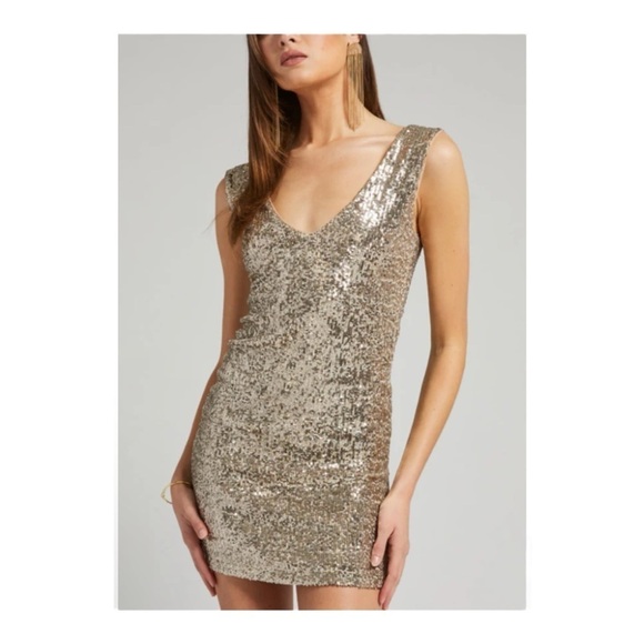 Generation Love Diane Sequin Dress in Light Gold NWT - Picture 3 of 7